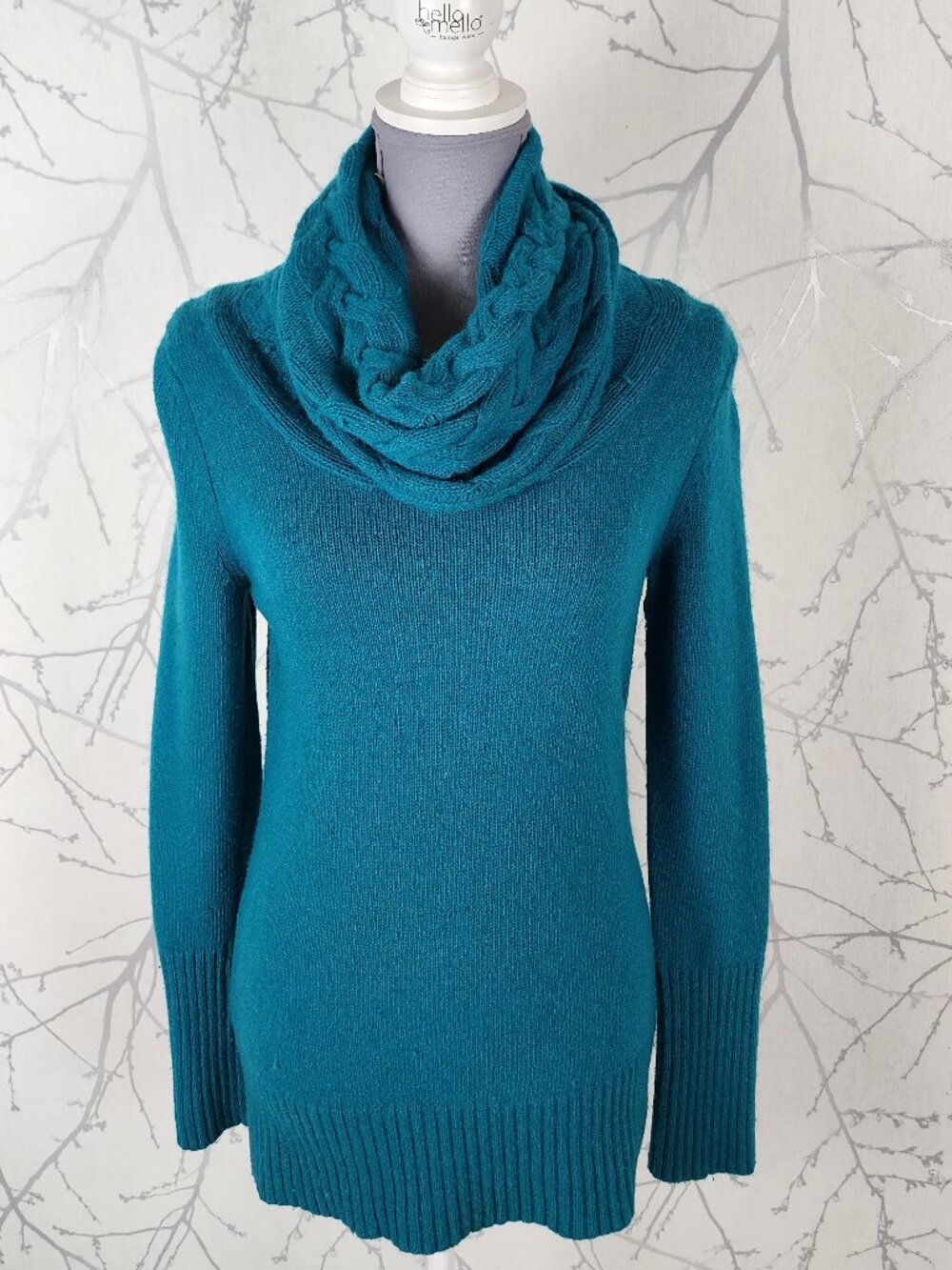 Banana Republic Merino Wool Cashmere Blend Cable Knit Cowl Neck Sweater